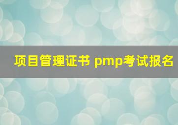 项目管理证书 pmp考试报名